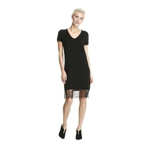 JOE FRESH black sweater dress with lace hem Size M